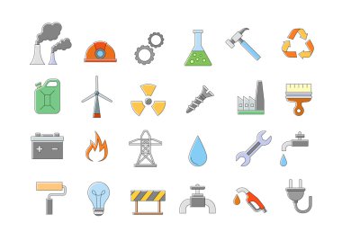 Sanayi ve iş vector Icons set