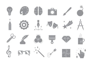 Sanat vektör gri Icons set