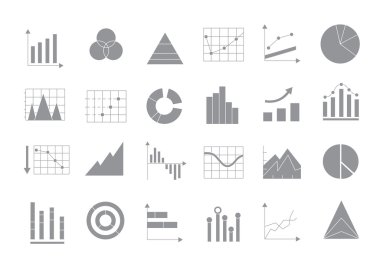 Gri grafikleri vektör simgeler kümesi 