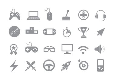 Eğlence gri vector Icons set
