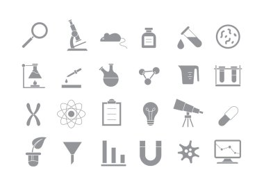 Laboratuvar gri vector Icons set