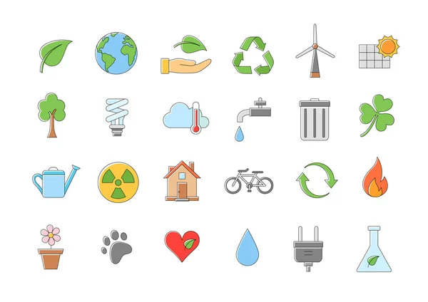 Eco vector iconos conjunto — Vector de stock