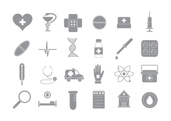 Hastane gri vector Icons set — Stok Vektör