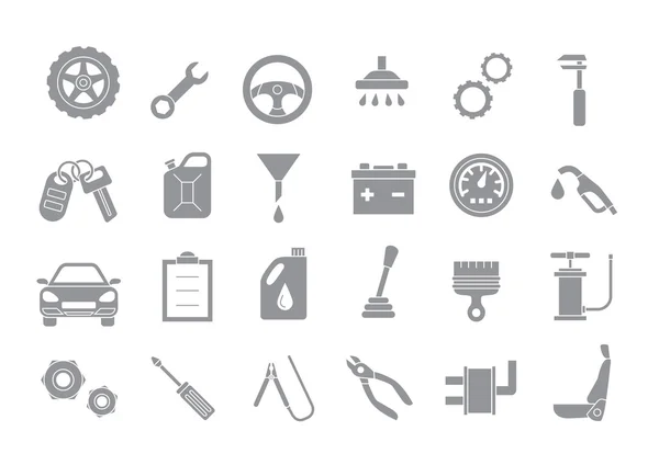 Mechanische graue Vektorsymbole gesetzt — Stockvektor