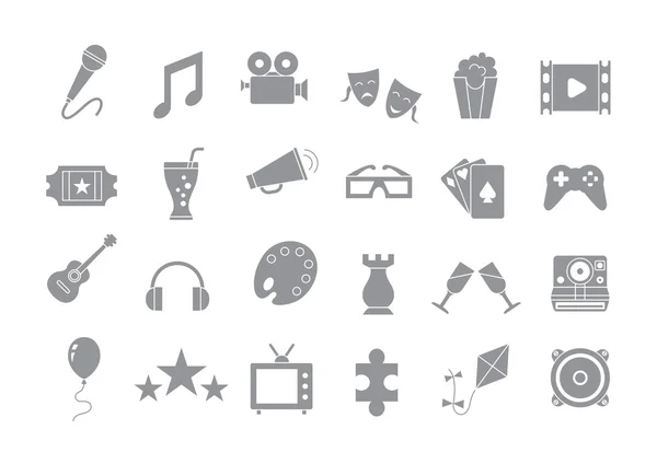 Entertainment grijze vector icons set — Stockvector