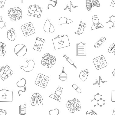 Hastane desen siyah simgeler