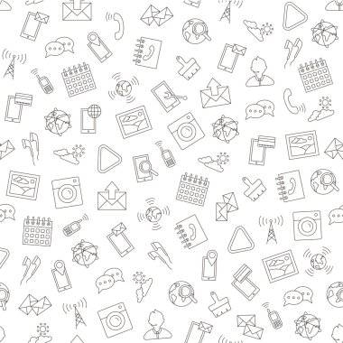 Sosyal hayat desen siyah simgeler