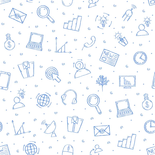 Kommunikation & business mönster blå ikoner — Stock vektor