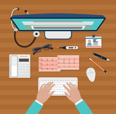 Bilgisayar vektör üzerinde çalışan doktor