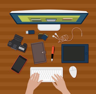 Bir bilgisayar vektör çalışma fotoğrafçı