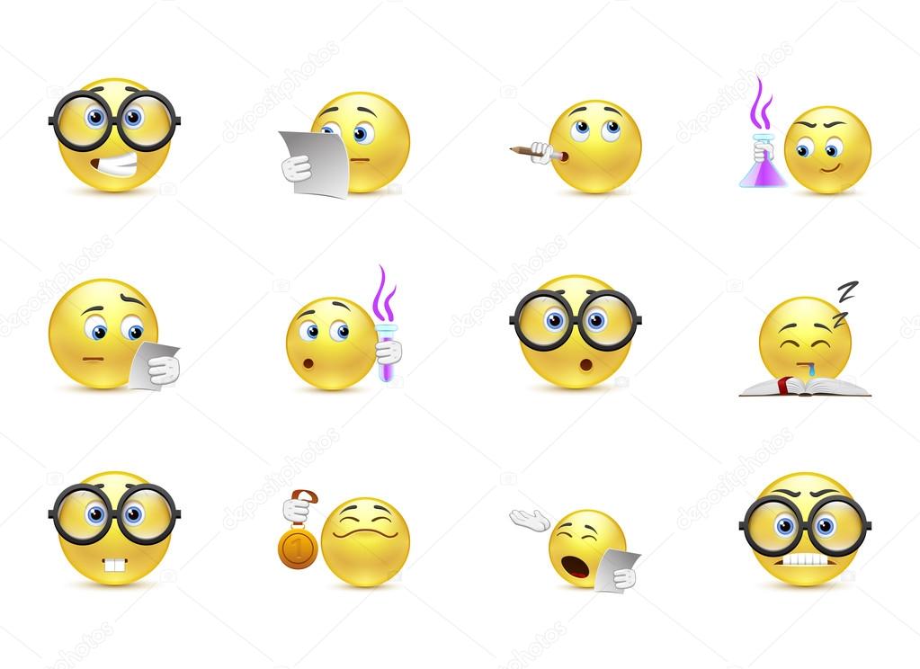 Set of emoticons for students