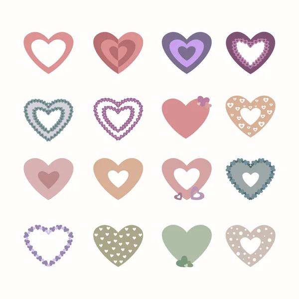 Set of beautiful hearts — Stock Vector