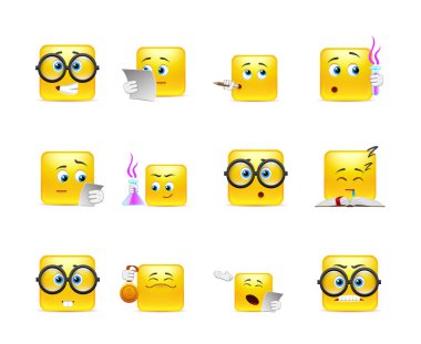 Set of emoticons for students clipart