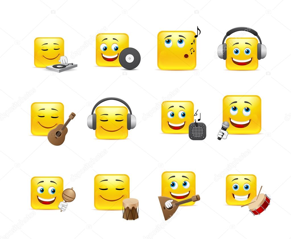 Smileys with musical instruments