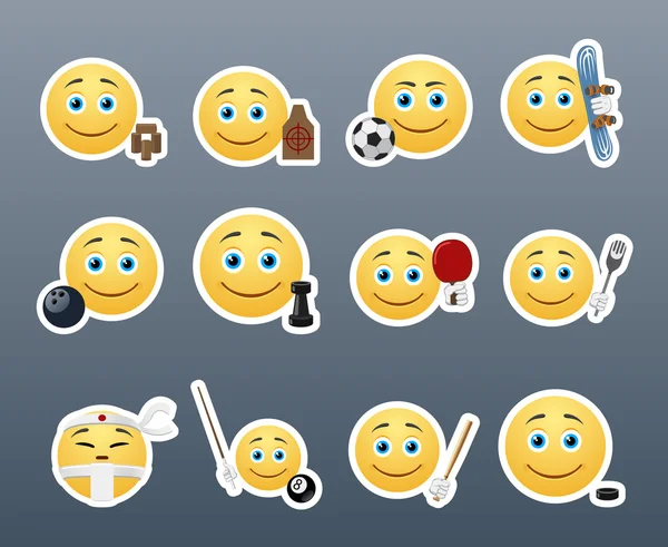 Emoticons e esportes —  Vetores de Stock