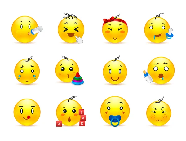 Mignons enfants anime smileys — Image vectorielle