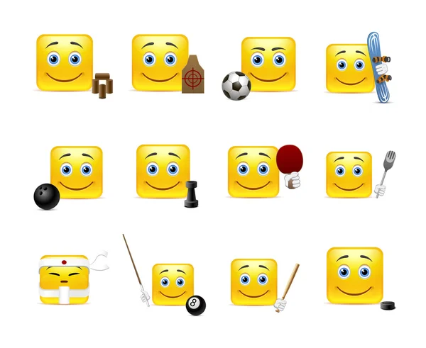 Emoticones y Deportes — Archivo Imágenes Vectoriales