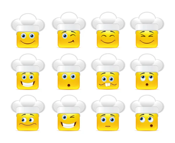 Smileys in white caps — Stock Vector