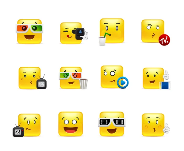 Ciné anime smileys carrés — Image vectorielle