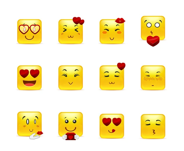 Smileys met hart — Stockvector