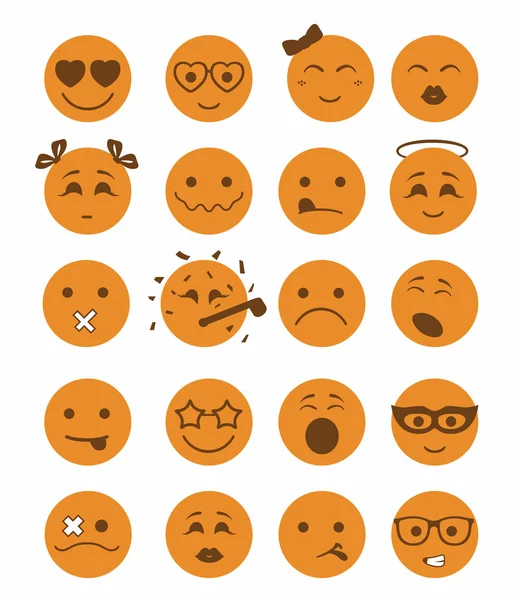 20 smiles icons set child orange color — Stock Photo, Image