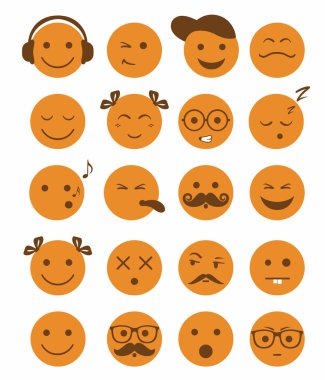 Icons set 20 duygusal ve çocuklar gülümser 