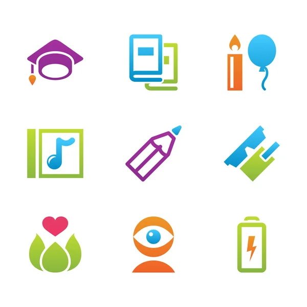 Eğitim ve bilim renk Icon set — Stok fotoğraf