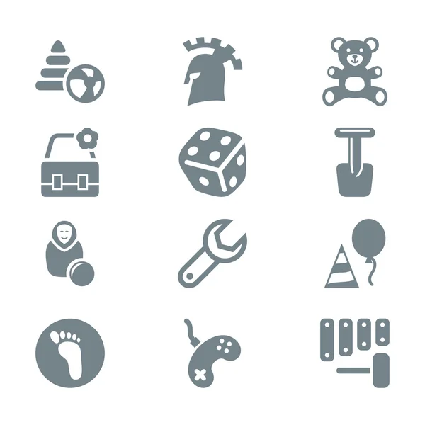 Gray icon set children toys and games — Stock Photo, Image