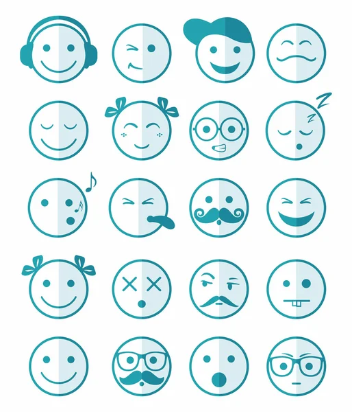 Icons set 20 blue color of half — Stock Photo, Image