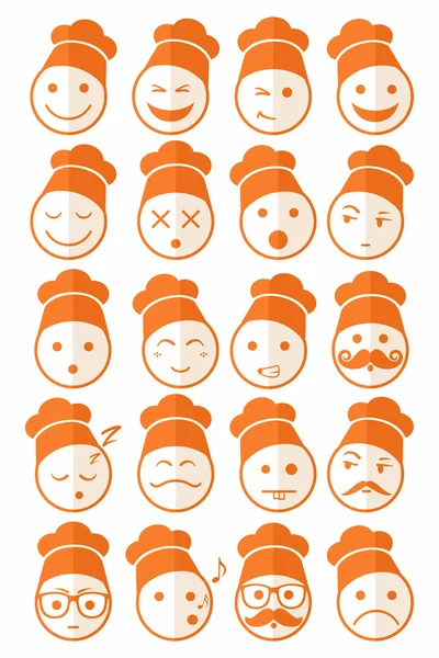 Набір іконок 20 шеф-кухаря помаранчевої половини — стокове фото