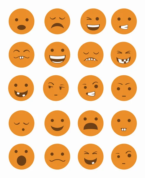 Pictogrammen instellen 20 emotionele glimlacht — Stockfoto