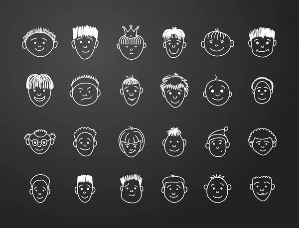 Ikonuppsättning 24 ansikten av pojkar — Stockfoto