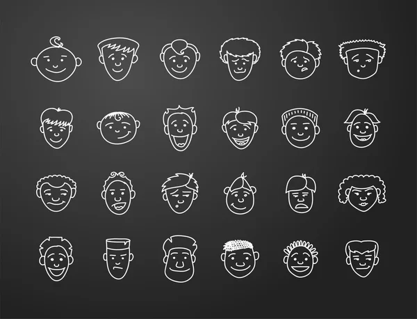 Icon Set 24 männliche Gesichter — Stockfoto