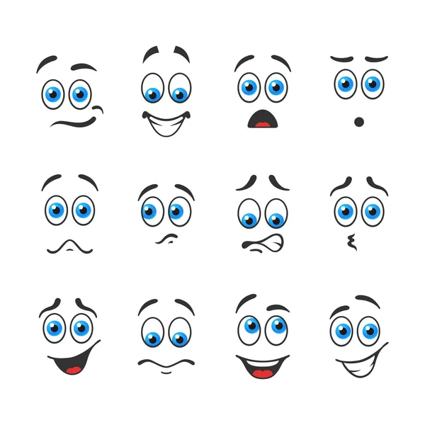 Ojos azules en diferentes emociones — Vector de stock