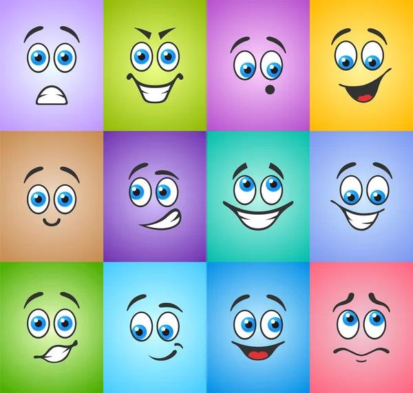 Different emotions on colored background — Stock Vector