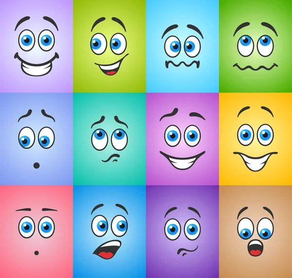Smiles with emotions on colored background — Stock Vector