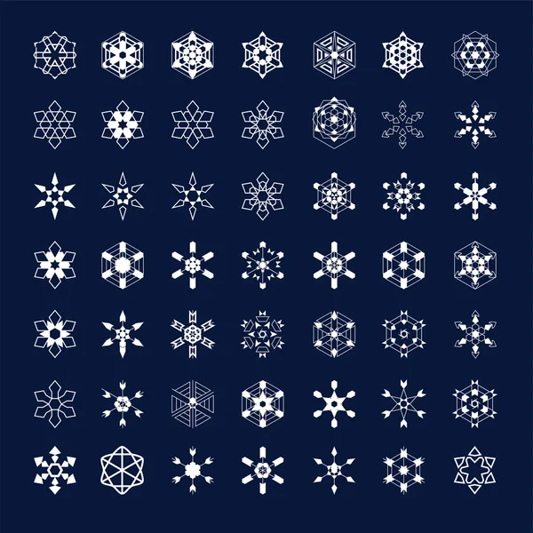 Set flocons de neige blancs — Image vectorielle