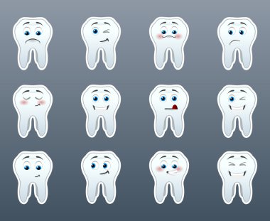 Sevimli dişler gülümseme çıkartmaları kümesi