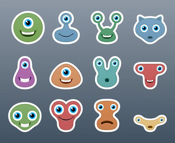 Aliens smile stickers — Stock Vector