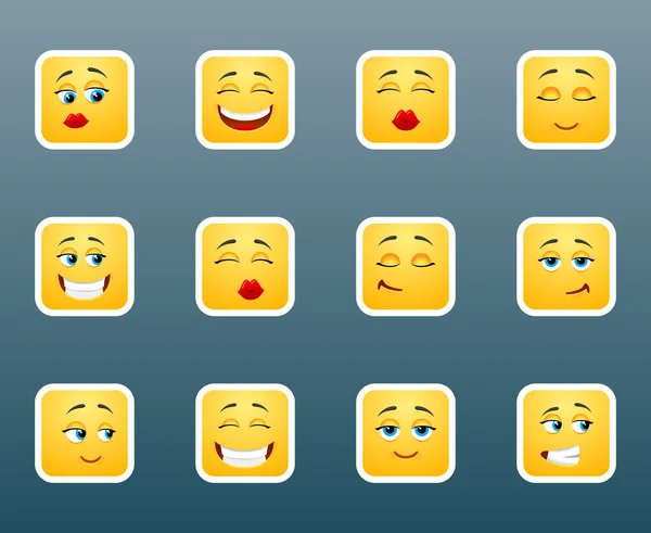 Set autocolante Emoticon zâmbet — Vector de stoc