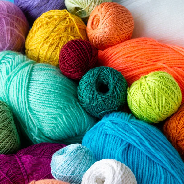 Tas Diverses Boules Fil Couleur Fils Pour Crochet Tricot — Photo