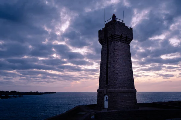 Farol Granito Rosa Ploumanac Bretanha França Fica Meio Das Formações — Fotografia de Stock