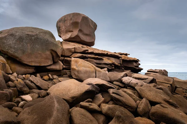 Пересечение Скальной Формации Rock Побережье Розового Гранита Северной Бриттани Франция — стоковое фото