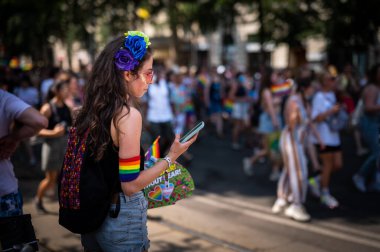 Viyana, Avusturya - 19 Haziran 2021: Viyana 'da Sosis Halkası Gururu