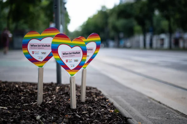 Wenen Oostenrijk Juni 2021 Straatnaamborden Wenen Trots Wiener Ringstrasse — Stockfoto