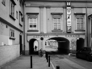 Viyana, Avusturya - 4 Ağustos 2020: Viyana 'daki en eski otopark tarihi mimari manzarası