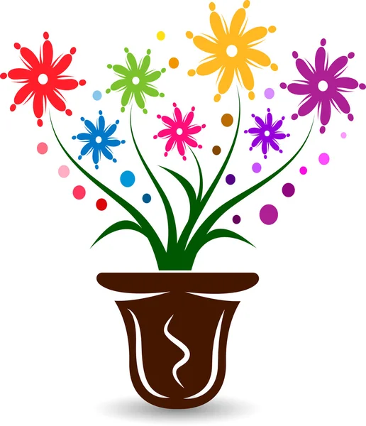 Ontwerp pot met bloemen — Stockvector