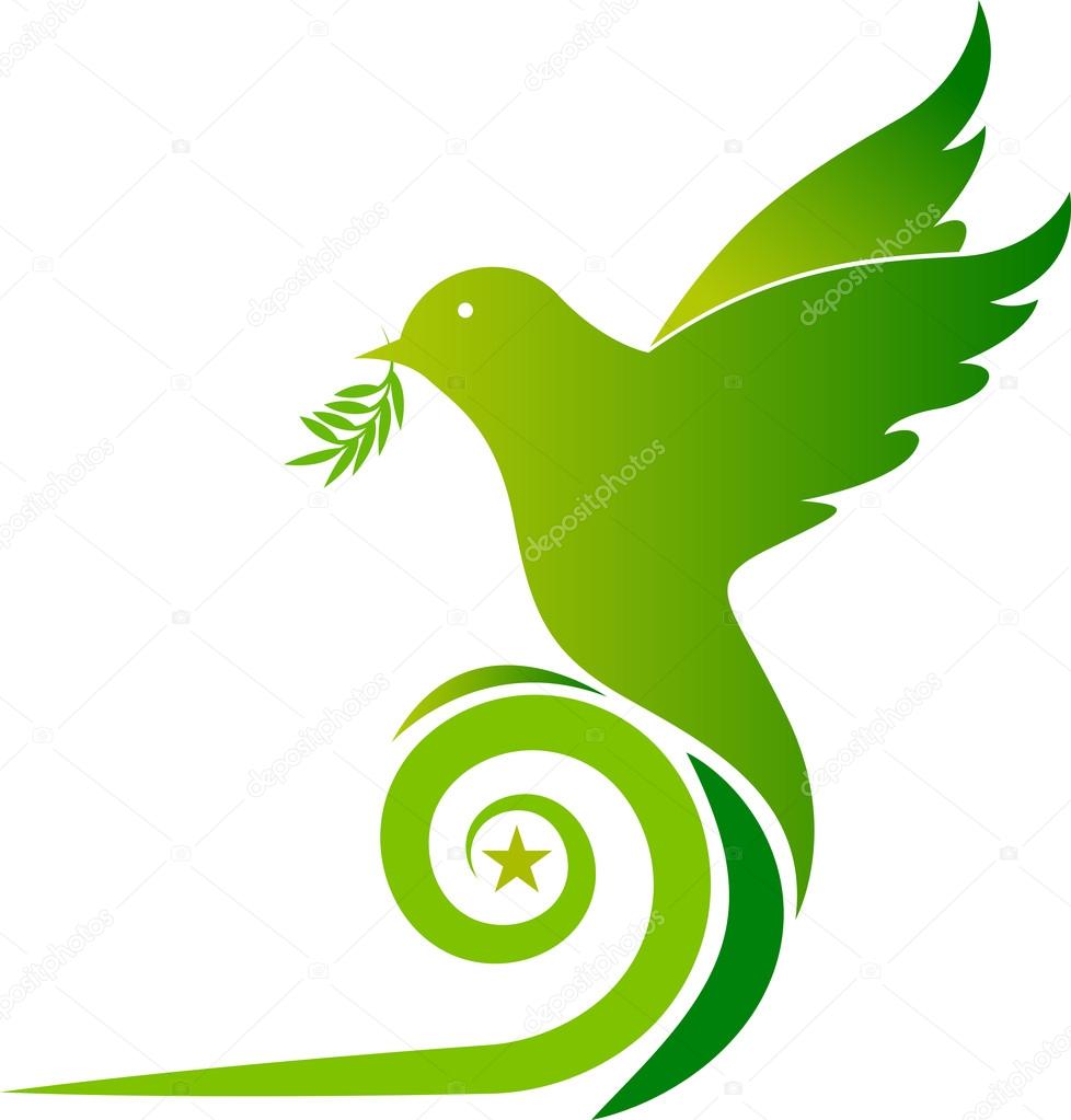 Illustration art of a green pigeon logo with isolated background