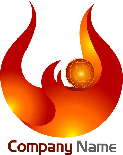 Stylisches Globenflammen-Logo — Stockvektor