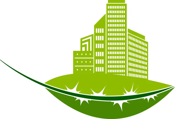 Logotipo verde del edificio Eco — Vector de stock